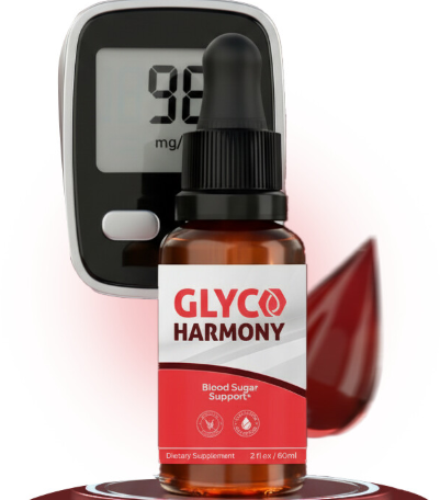 GlycoHarmony blood sugar support dropper bottle with glucose meter